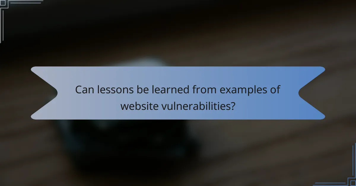 Can lessons be learned from examples of website vulnerabilities?