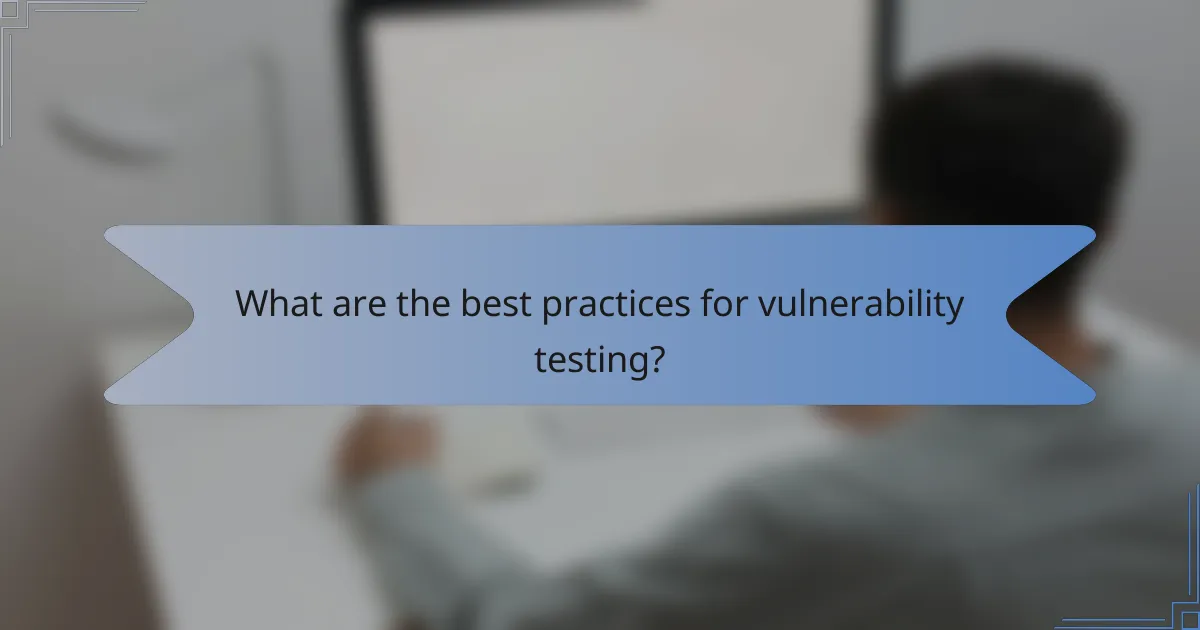 What are the best practices for vulnerability testing?